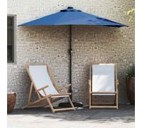 Garden Parasol Azurblau 294x150x223cm Polyester Steel Solar LED Collapsible Hand