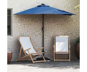 Garden Parasol Azurblau 294x150x223cm Polyester Steel Solar LED Collapsible Hand