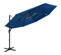 Garden Parasol Azure Blue 3x3m Polyester Canopy Powder-Coated Aluminium Pole Sun