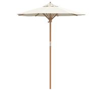 vidaXL outdoor patio umbrella/large sunshade - cream polyester, wood, 180cm - adjustable height, round design for garden/patio/deck