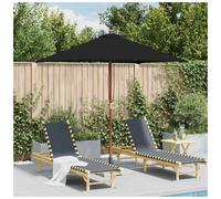 Garden Parasol Black 150x200cm Polyester Canopy Laminated Bamboo Hardwood 6-Rib