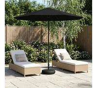 Garden Parasol Black 226x226cm Polyester Rectangular Pop-Up UV Vent Steel 6-Rib
