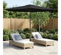 Garden Parasol Black 270x270cm Polyester Rectangular 6-Rib Pop-Up UV Vent Steel