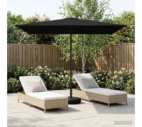 Garden Parasol Black 290x190cm Polyester Rectangular 6-Rib Vent Pop-Up with Base