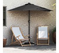 Garden parasol Black 294x150x223cm Polyester Steel Solar LED Collapsible Manual