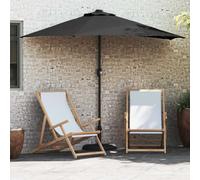 Garden parasol Black 294x150x224cm Polyester Steel LED Solar Manual Crank small