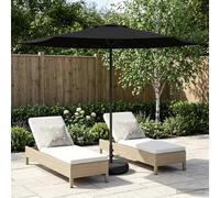 Garden Parasol Black 296x296cm Polyester Rectangular Pop-Up UV Vent Base Sandbag
