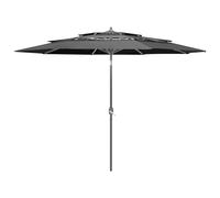 vidaXL 3-Tier Parasol with Aluminium Pole Black 3 m UK NEW