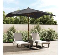 Garden Parasol Black 300x300x273 cm Polyester Canopy Hardwood Pole 8-Rib Vented