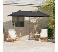 Garden Parasol Black 370x197x239cm Polyester & Aluminium Foldable Manual UVproof