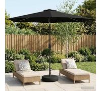 Garden Parasol Black 3x3 m Polyester UV Solar LED Tilt Canopy with 40kg Sandbag