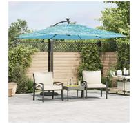 Garden Parasol Blue 269x269x235cm Polyester Steel Straw Crank Outdoor UVShield