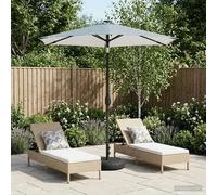 Garden Parasol Blue/White 2.26x2.26m Polyester Solar LED Tilt UV 6-Rib Base Sand
