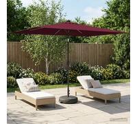 Garden Parasol Bordeaux Red 290x190x235cm Polyester Solar LED Tilt 6-Rib UV Base
