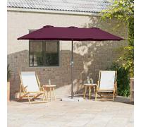 Garden Parasol Bordeaux Red 370x197x239cm Polyester Aluminium Foldable Manual XL