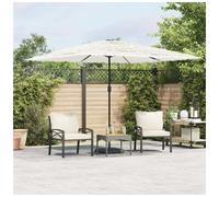 Garden Parasol Brown 246x246x230cm Polyester Steel Straw 48mm Pole Crank Opener