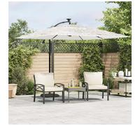 Garden Parasol Brown 246x246x230cm Polyester Steel Straw 8-Layer Canopy Crank