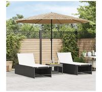 Garden Parasol Brown 248x248x248cm Polyester & Steel 8-layer Straw Top LED Crank