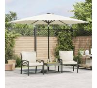Garden Parasol Brown 248x248x248cm Polyester Steel Pole Straw Top Crank 8-layer