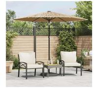 (268 x 268 x 226 cm) vidaXL Garden Parasol with LEDs and Steel Outdoor Umbrella Parasol Pole Brown