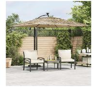 Garden Parasol Brown 269x269x235 cm Polyester Steel Crank Straw Top 48mm Pole 8R