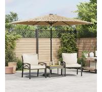 Garden Parasol Brown 288x288x225cm Polyester Steel Pole Straw Top Crank UV50 HD
