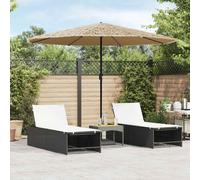 Garden Parasol Brown 324x324x247cm 100% Polyester Fabric Steel Pole Straw Crank