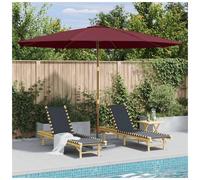 Garden Parasol Burgundy 350cm Polyester Canopy Bamboo Hardwood Pole 48mm Vent XL