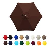 Garden Parasol Canopy Cover, 2m 2.30m 2.7m 3.0m Market Table Umbrella Canopy, patio umbrella replacement canopy,for Patio Market Table Umbrella Garden Parasol Canopy Cover(Brown,6ribs:2m/6.5ft)
