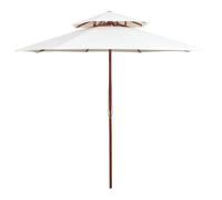 Garden Parasol Cream White 270x270cm Hardwood Pole Double Deck UV Vent 8Ribs38mm