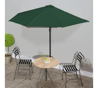 Garden Parasol Dark Green 300x155cm Half-Round Polyester Crank Air Vent 5R 38mm