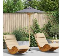 Garden Parasol Dark Grey 150x150cm Bamboo Round UV Resistant Detachable Pole Eco