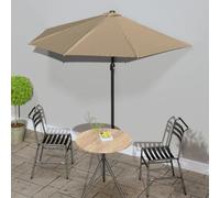 Garden Parasol Dark Taupe 270x144cm Half-Round Polyester 38mm Pole AirVent Crank