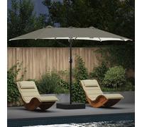 vidaXL Garden Parasol Sand and Anthracite 385 x 209 x 244 cm Polyester, Modern Outdoor Parasol, Durable Balcony Shade Structure, Collapsible Garden Umbrella, UV Shield for Summer Protection