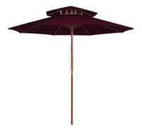 vidaXL Double Decker Parasol with Wooden Pole Outdoor Umbrella Bordeaux Red