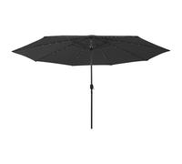 vidaXL Outdoor Parasol with LED Lights and Metal Pole 400 cm Black Sunshade