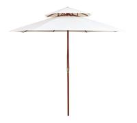 vidaXL Double Decker Garden Parasol Wooden Pole Outdoor Umbrella Cream White