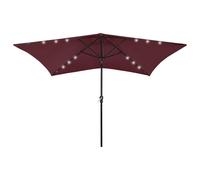 vidaXL Garden Parasol with LEDs and Steel Pole Outdoor Umbrella Bordeaux Red