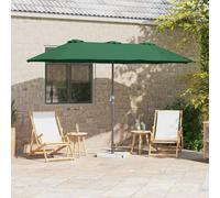 Garden Parasol Green 370x197x239cm Polyester Aluminium Foldable Manual Crank UV
