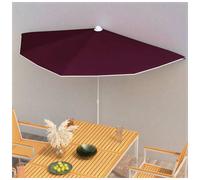 Garden Parasol Half-Round Bordeaux Red 180x90x195cm Polyester Steel UV Outdoors