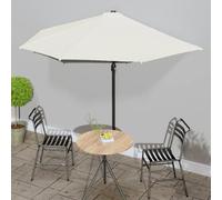 Garden Parasol Half Round Dark Sand 300x155cm Polyester Crank Air Vent 5 Ribs UV