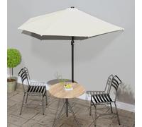 Garden Parasol Half Round Sand 270x144cm Aluminium Pole 38mm Crank Vent UV Shade