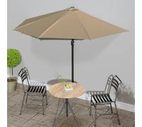 Garden Parasol Half-Round Taupe 300x155cm Polyester Fabric Crank Air Vent 5Ribs