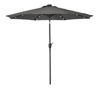Garden Parasol Outdoor Tilt Sun Umbrella Patio 24 LED Light Hand Crank Grey
