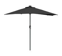 Garden parasol Black 294x150x223cm Polyester Steel Solar LED Collapsible Manual