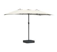 vidaXL Garden Parasol Sand and Anthracite 385 x 209 x 244 cm Polyester, Modern Outdoor Parasol, Durable Balcony Shade Structure, Collapsible Garden Umbrella, UV Shield for Summer Protection