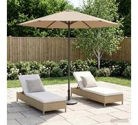Garden Parasol Rectangular 226x226cm Taupe Polyester Pop-Up Air Vent Lockable UV