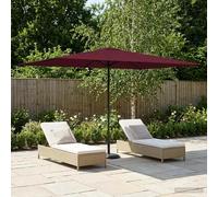 Garden Parasol Rectangular 290x190cm Polyester Bordeaux Red UV Pop-Up Vent 6-rib
