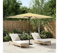 Garden Parasol Rectangular 290x190x223cm Yellow White Polyester 6-Rib UV Pop-up