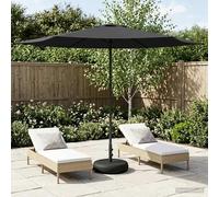 Garden Parasol Rectangular 3x3m Anthracite Polyester UV Vent Pop-Up with Base UK